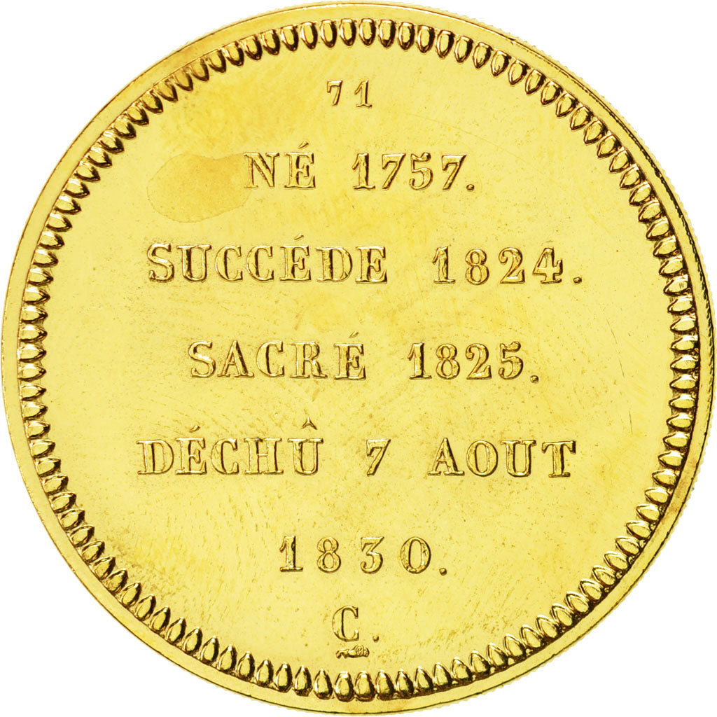 France, Medal, Les Rois de France, Charles X, MS(64), Copper-Nickel Gilt