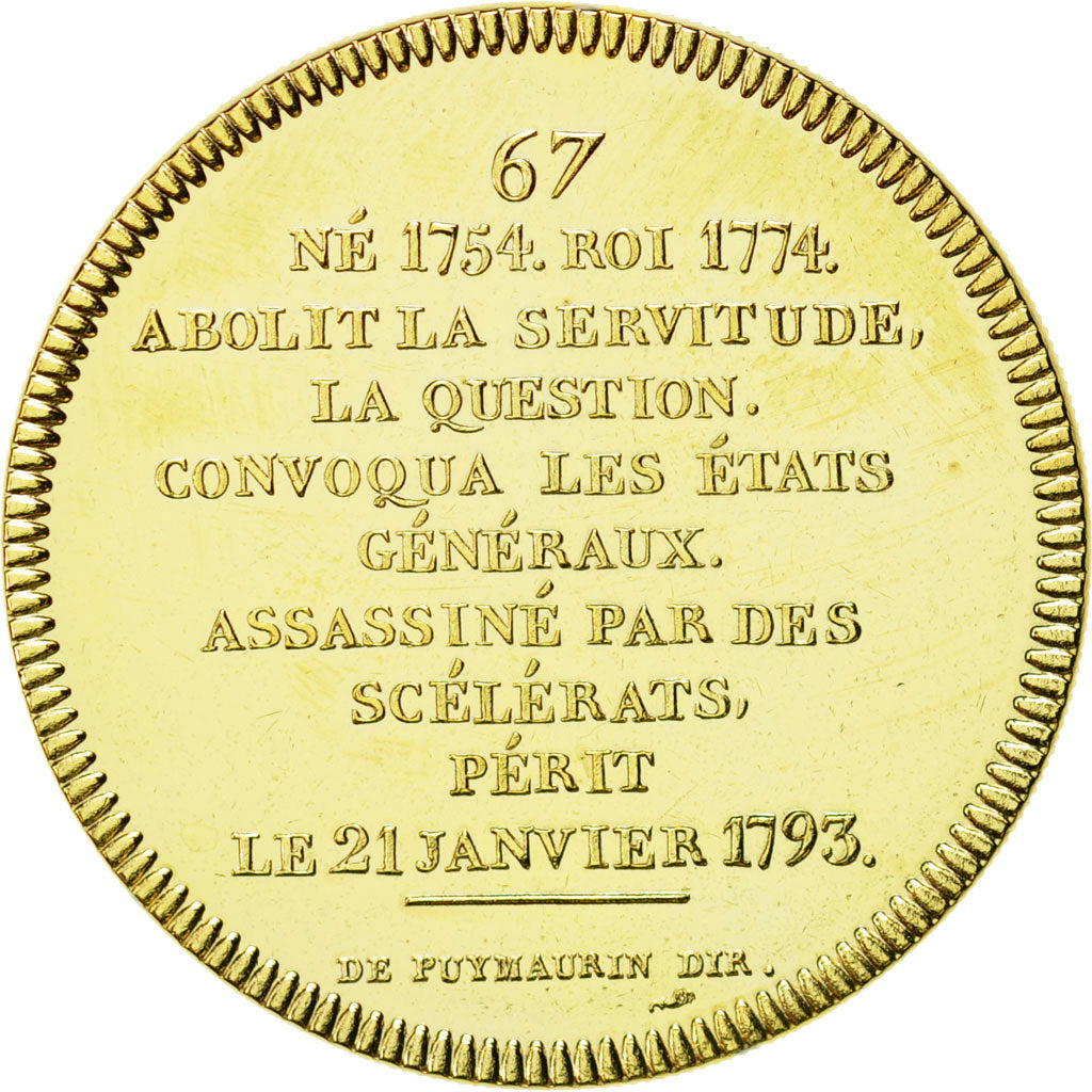 France, Medal, Les rois de France, Louis XVI, MS(64), Copper-Nickel Gilt