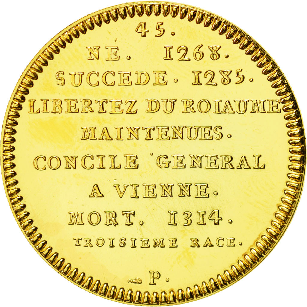 Frankrijk, Medaille, Les Rois de France, Philippe IV, UNC, Copper-Nickel Gilt