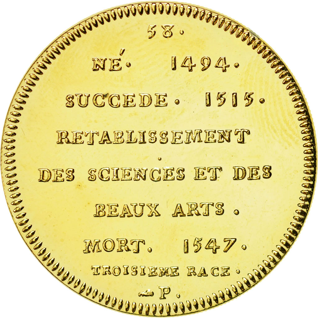 France, Médaille, Les Rois de France, François Ier, SPL+, Copper-Nickel Gilt