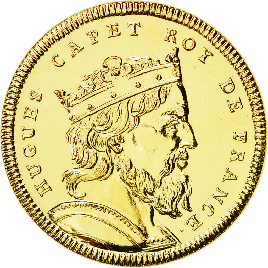 Francia, medaglia, Les Rois de France, Hugues Capet, SPL+, Doratura in
