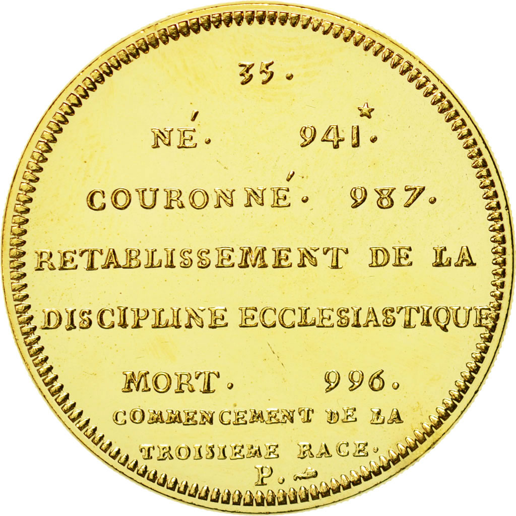 Francia, medaglia, Les Rois de France, Hugues Capet, SPL+, Doratura in