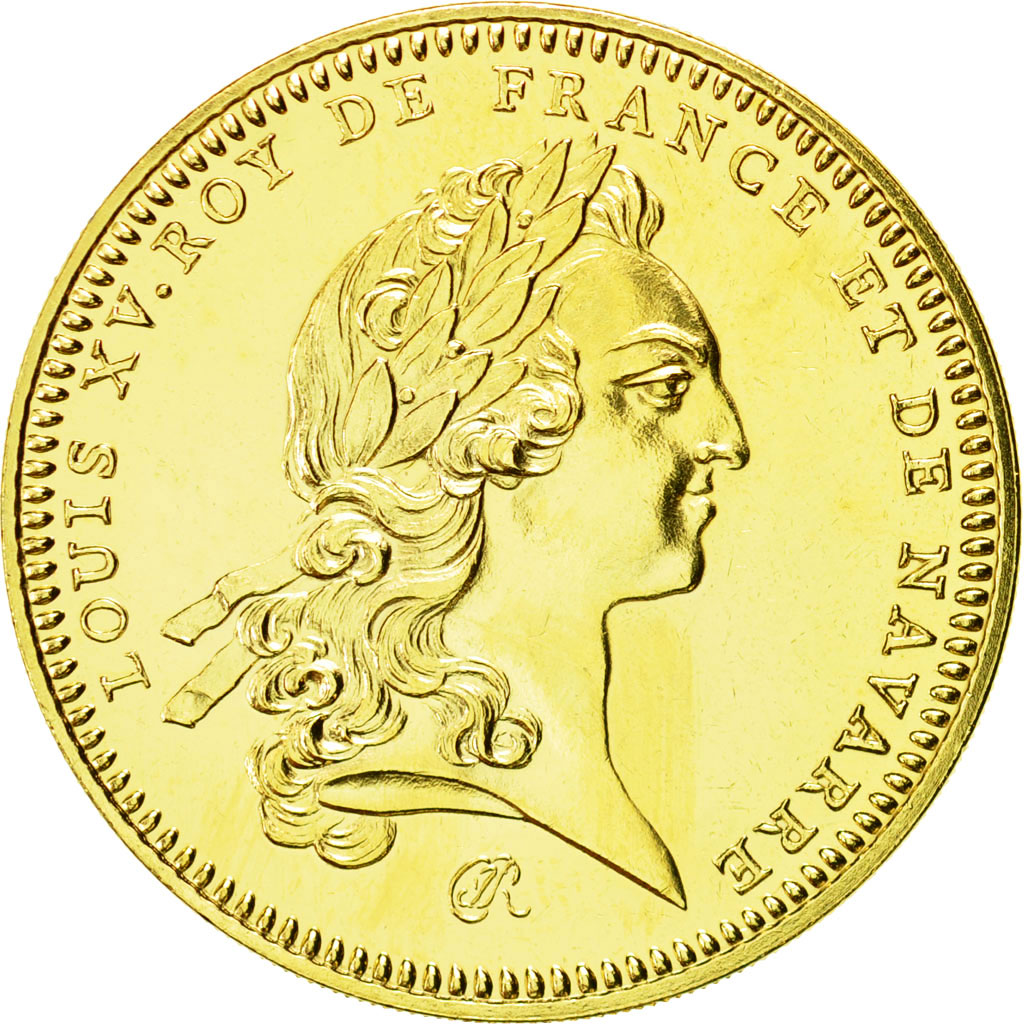 France, Medal, Les rois de France, Louis XV, MS(64), Copper-Nickel Gilt