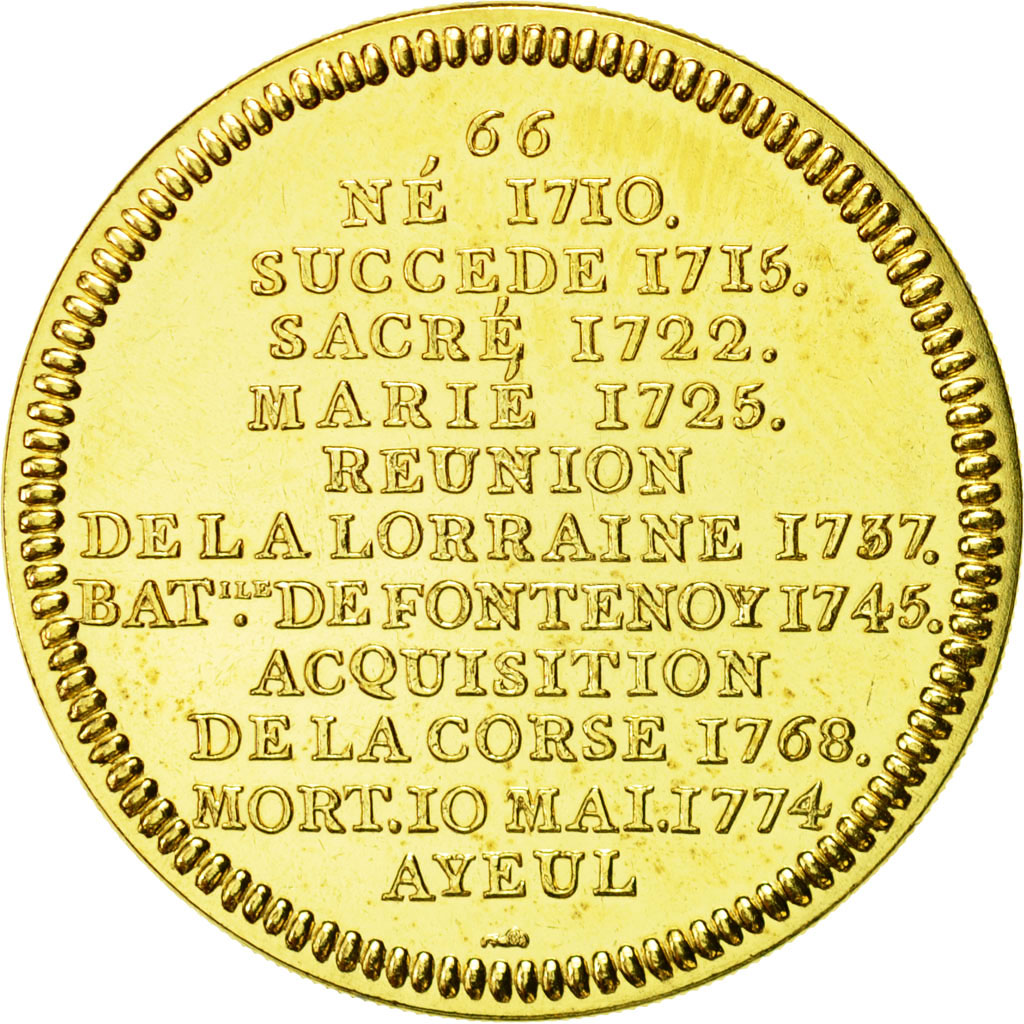 France, Medal, Les rois de France, Louis XV, MS(64), Copper-Nickel Gilt