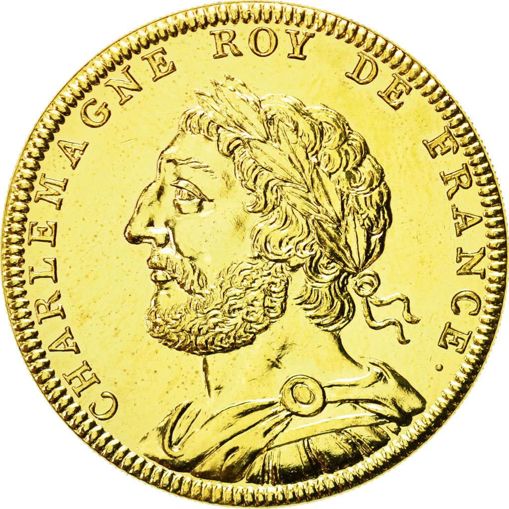 France, Médaille, Les Rois de France, Charlemagne, SPL+, Copper-Nickel Gilt