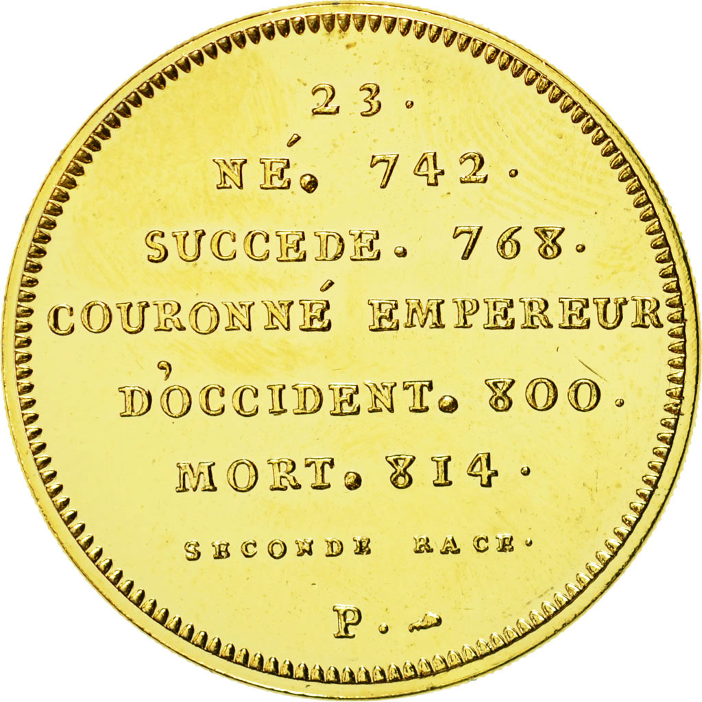France, Médaille, Les Rois de France, Charlemagne, SPL+, Copper-Nickel Gilt