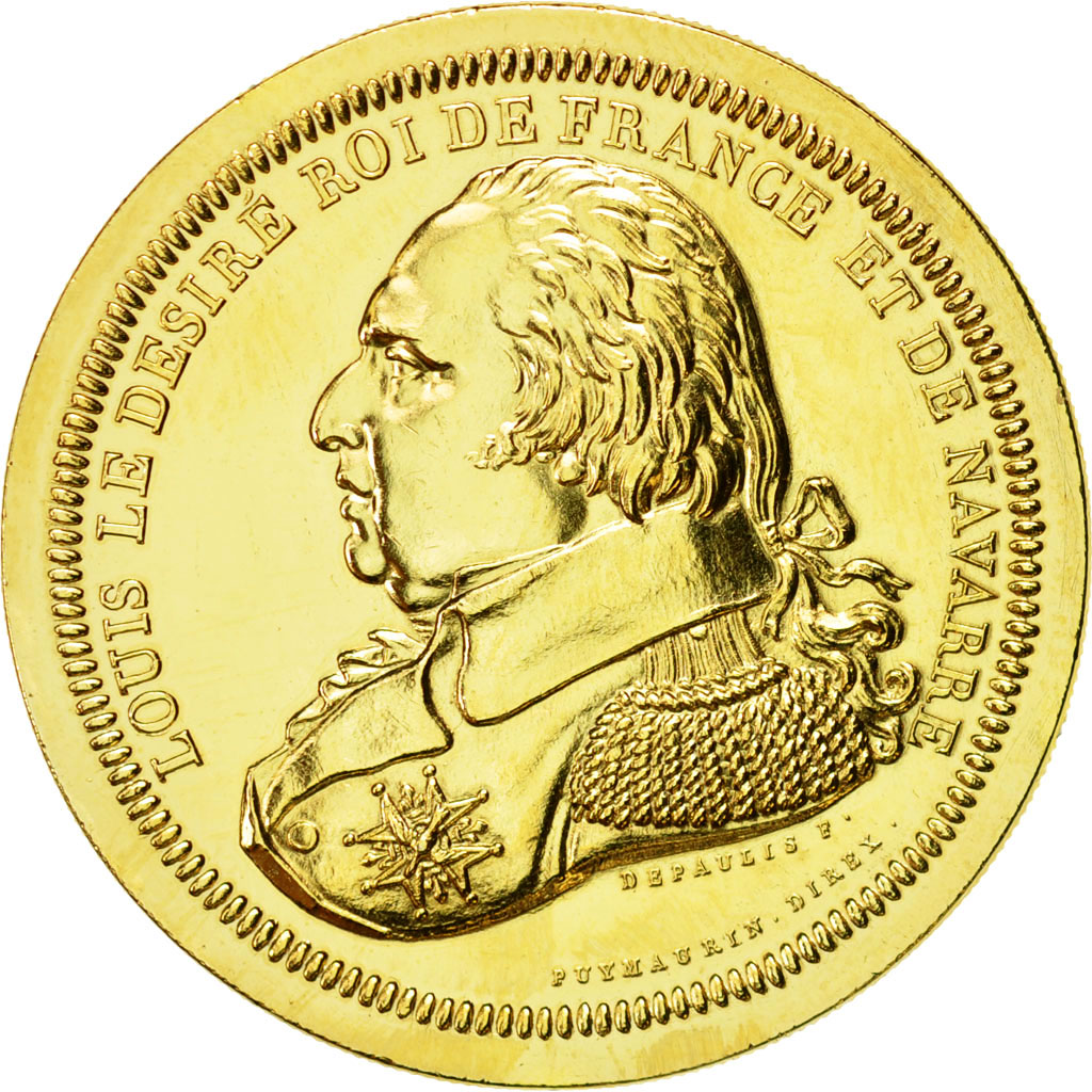 Frankreich, Medaille, Les rois de France, Louis XVIII, UNZ+, Copper-Nickel Gilt