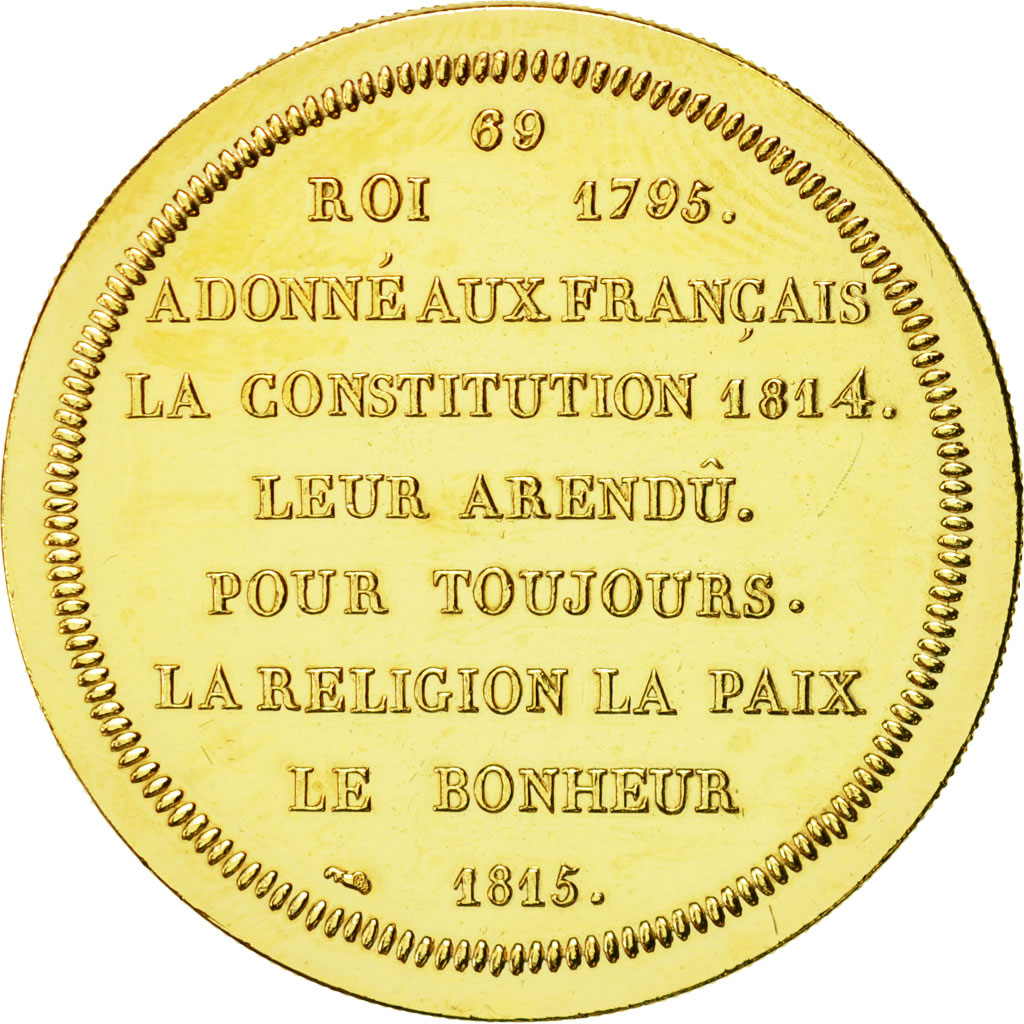 Frankreich, Medaille, Les rois de France, Louis XVIII, UNZ+, Copper-Nickel Gilt