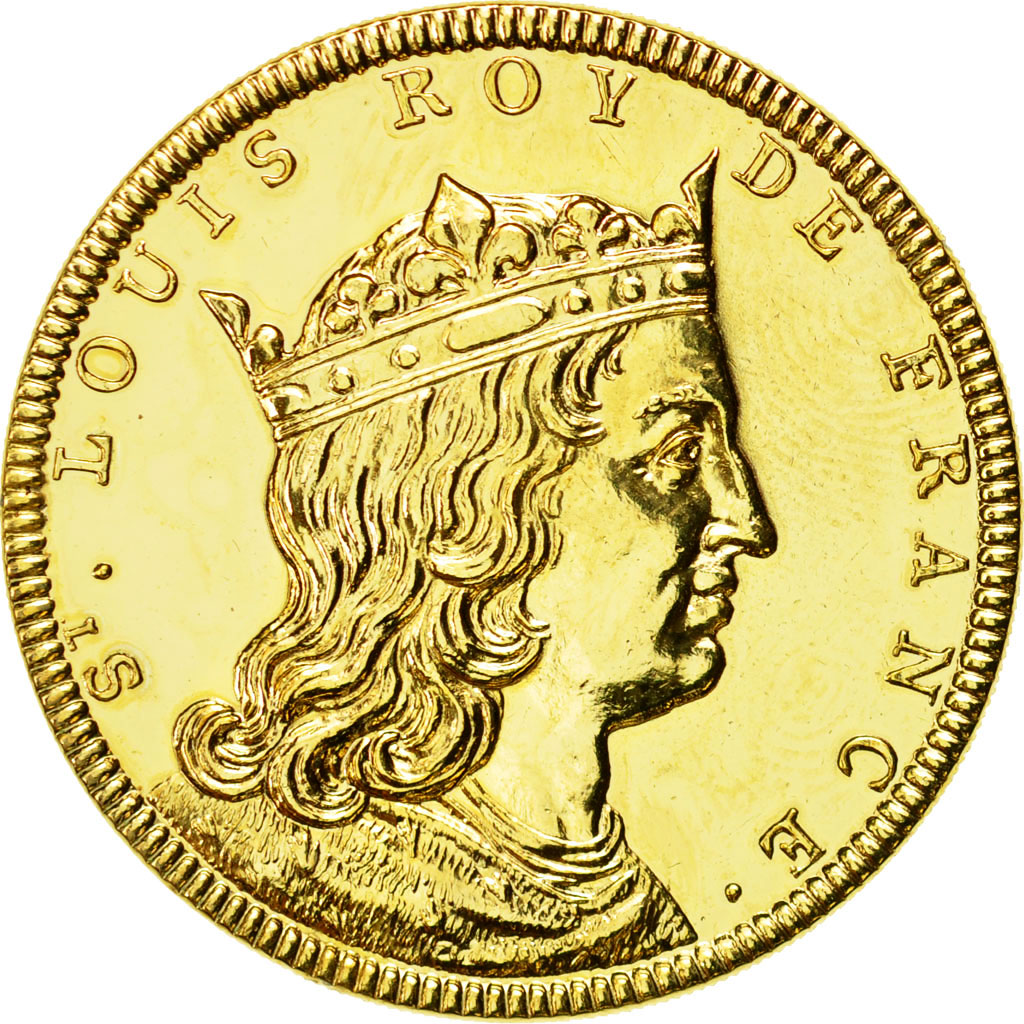 France, Medal, Les Rois de France, Saint Louis, MS(64), Copper-Nickel Gilt