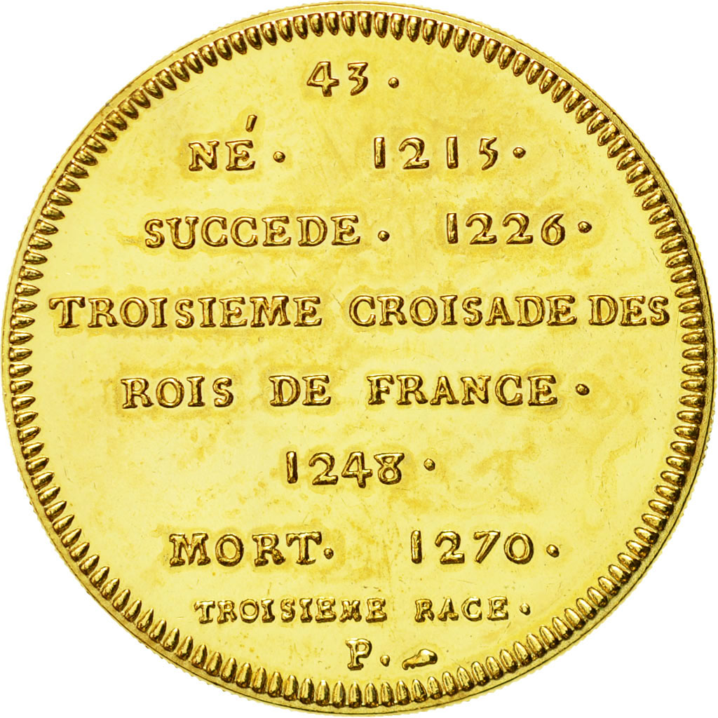 France, Medal, Les Rois de France, Saint Louis, MS(64), Copper-Nickel Gilt