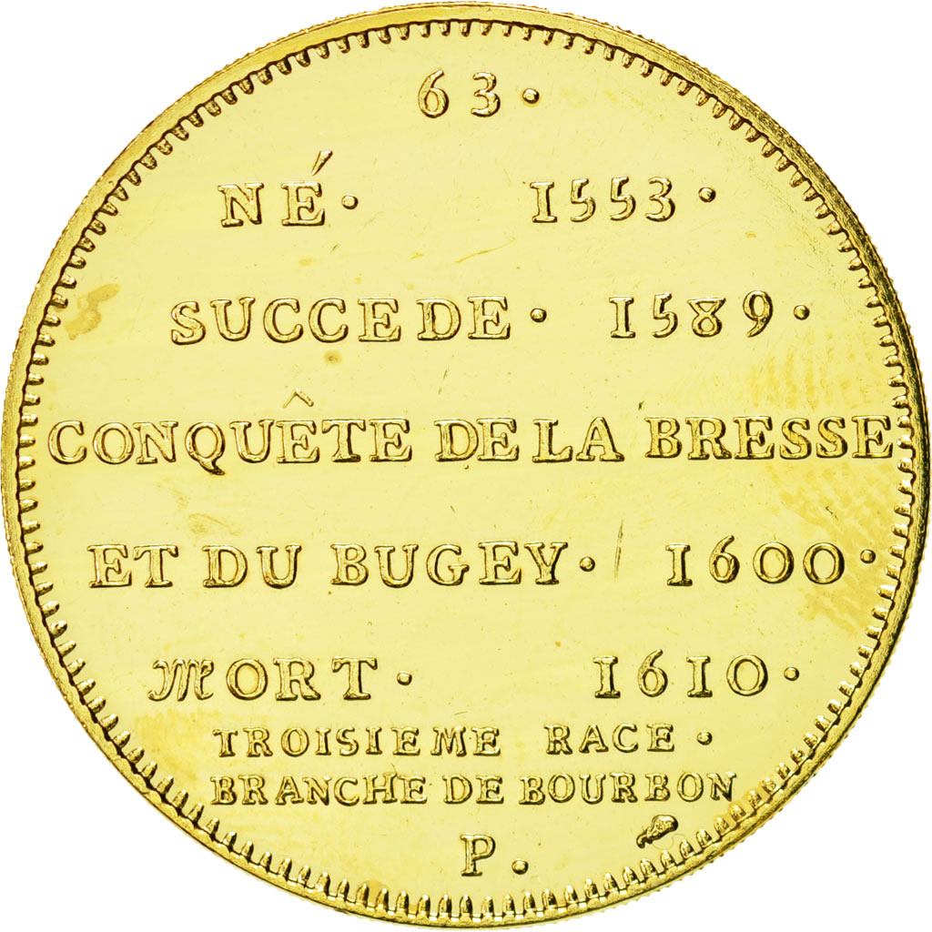 France, Medal, Les rois de France, henri IV, MS(64), Copper-Nickel Gilt