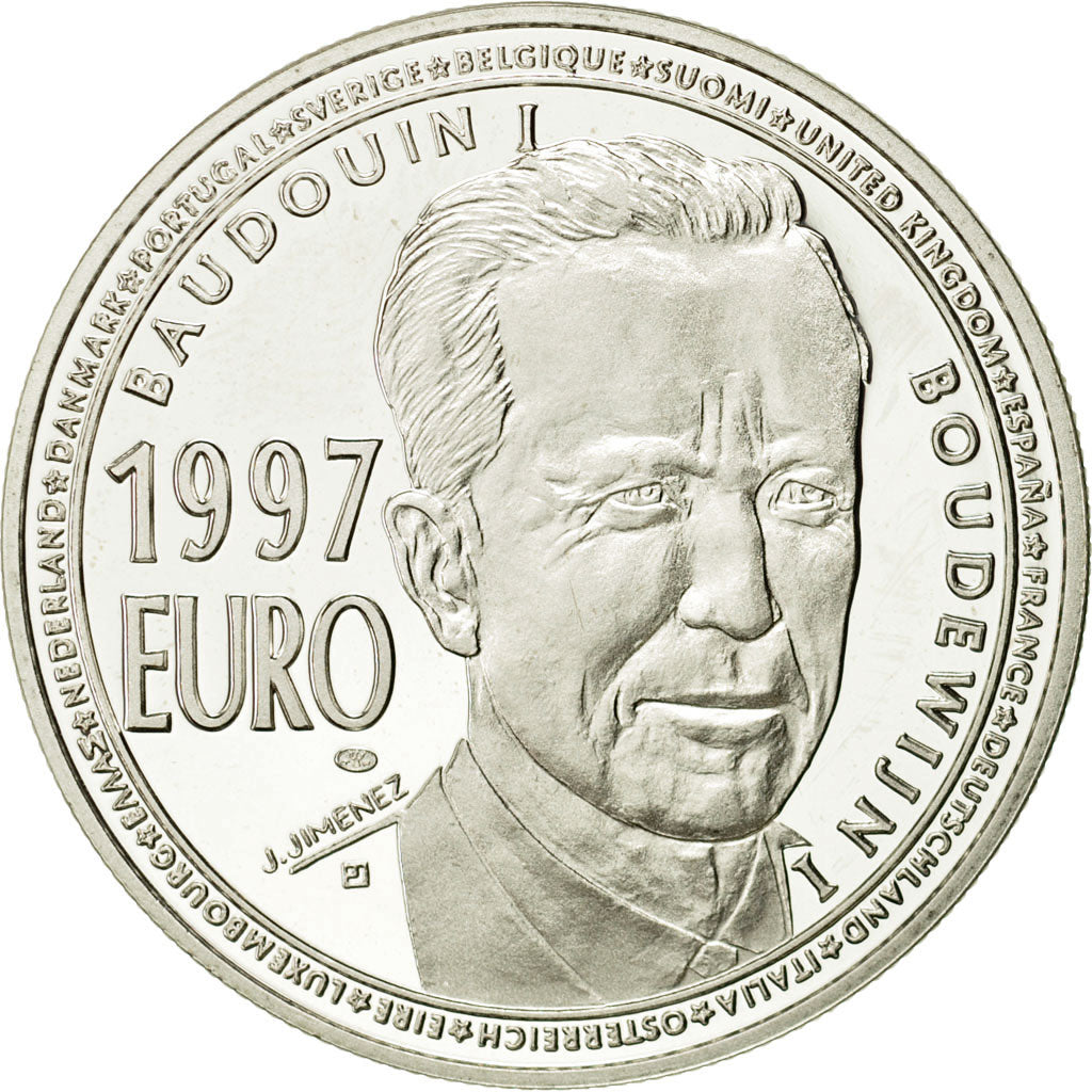 Belgio, medaglia, Euro Essai, Baudouin Ier, 1997, FDC, Rame-nichel