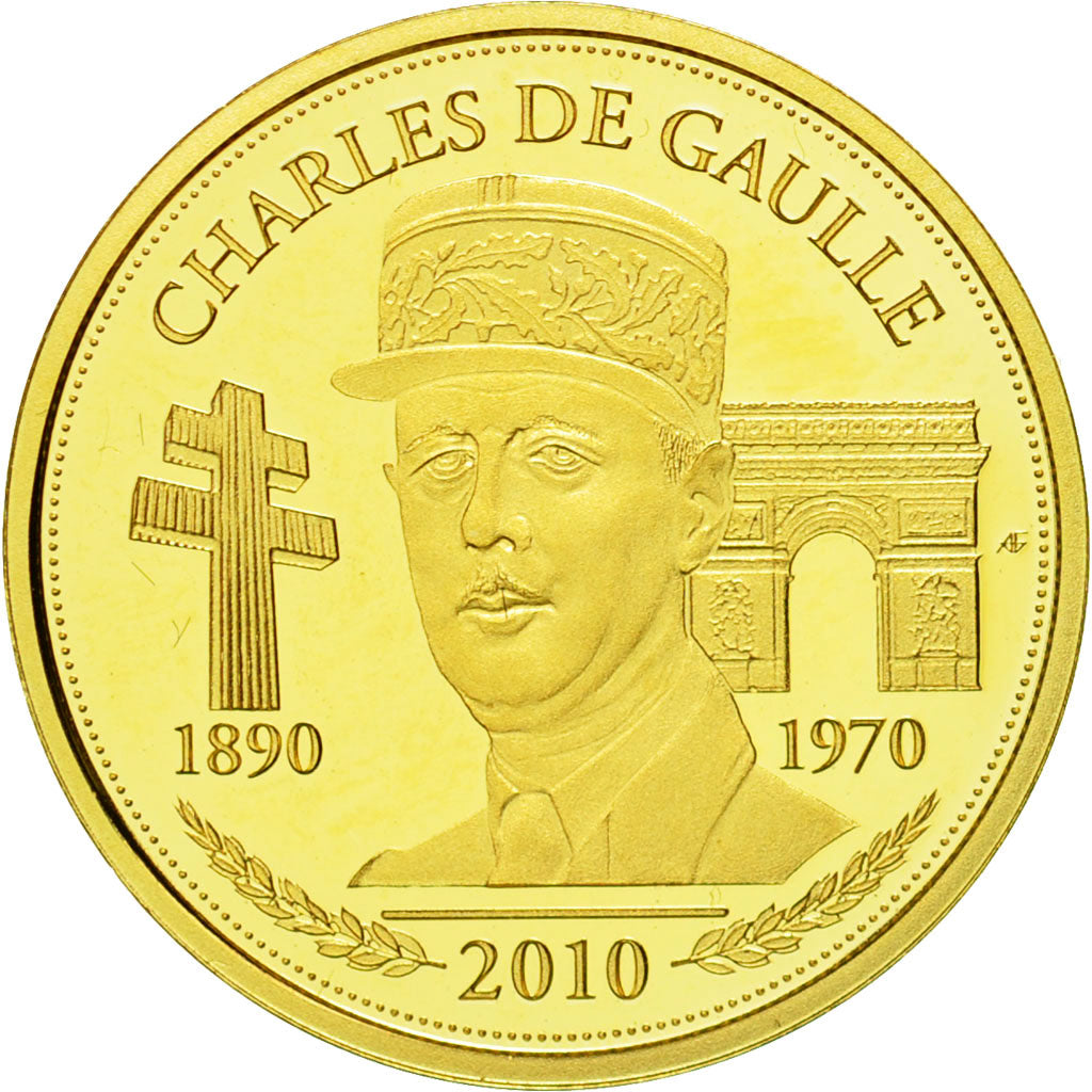 France, Médaille, Charles De Gaulle, 2010, FDC, Or
