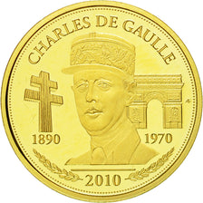 France, Médaille, Charles De Gaulle, 2010, FDC, Or
