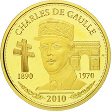 Francia, medaglia, Charles De Gaulle, 2010, FDC, Oro