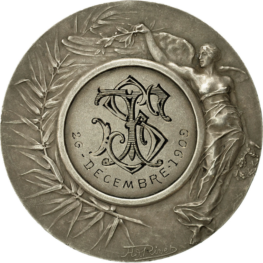 France, Médaille, Ville d'Abbeville, 1909, Rives, SPL, Argent