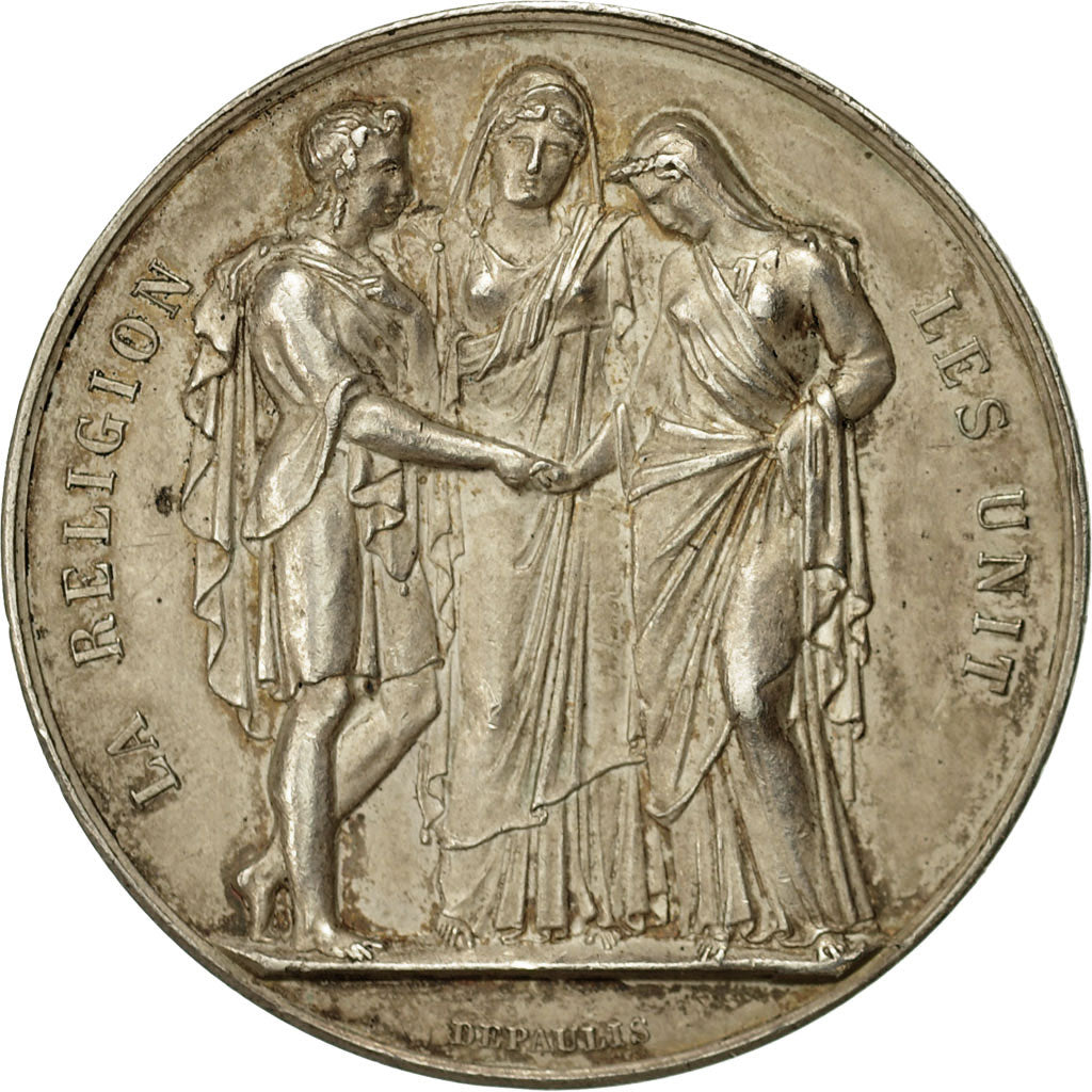 Frankrijk, Medaille, Mariage, La Religion les Unit, 1890, Depaulis, PR, Zilver