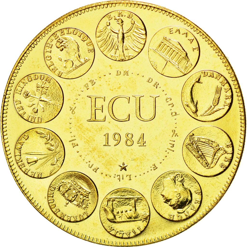 Frankreich, Medaille, Ecu Europa, Europe Assise, 1984, Rodier, STGL, Gilt Bronze