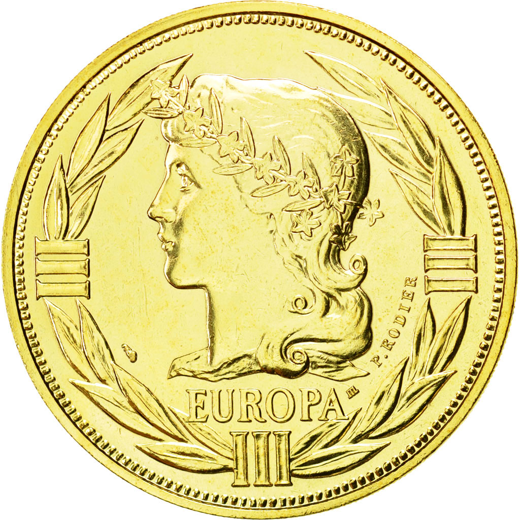 Francia, medaglia, Ecu Europa, Marianne, 1987, Rodier, FDC, Bronzo dorato