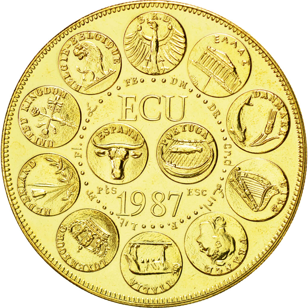 Francia, medaglia, Ecu Europa, Marianne, 1987, Rodier, FDC, Bronzo dorato