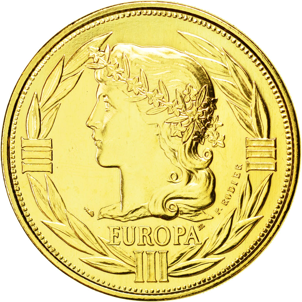 Frankreich, Medaille, Ecu Europa, Marianne, 1989, Rodier, STGL, Gilt Bronze