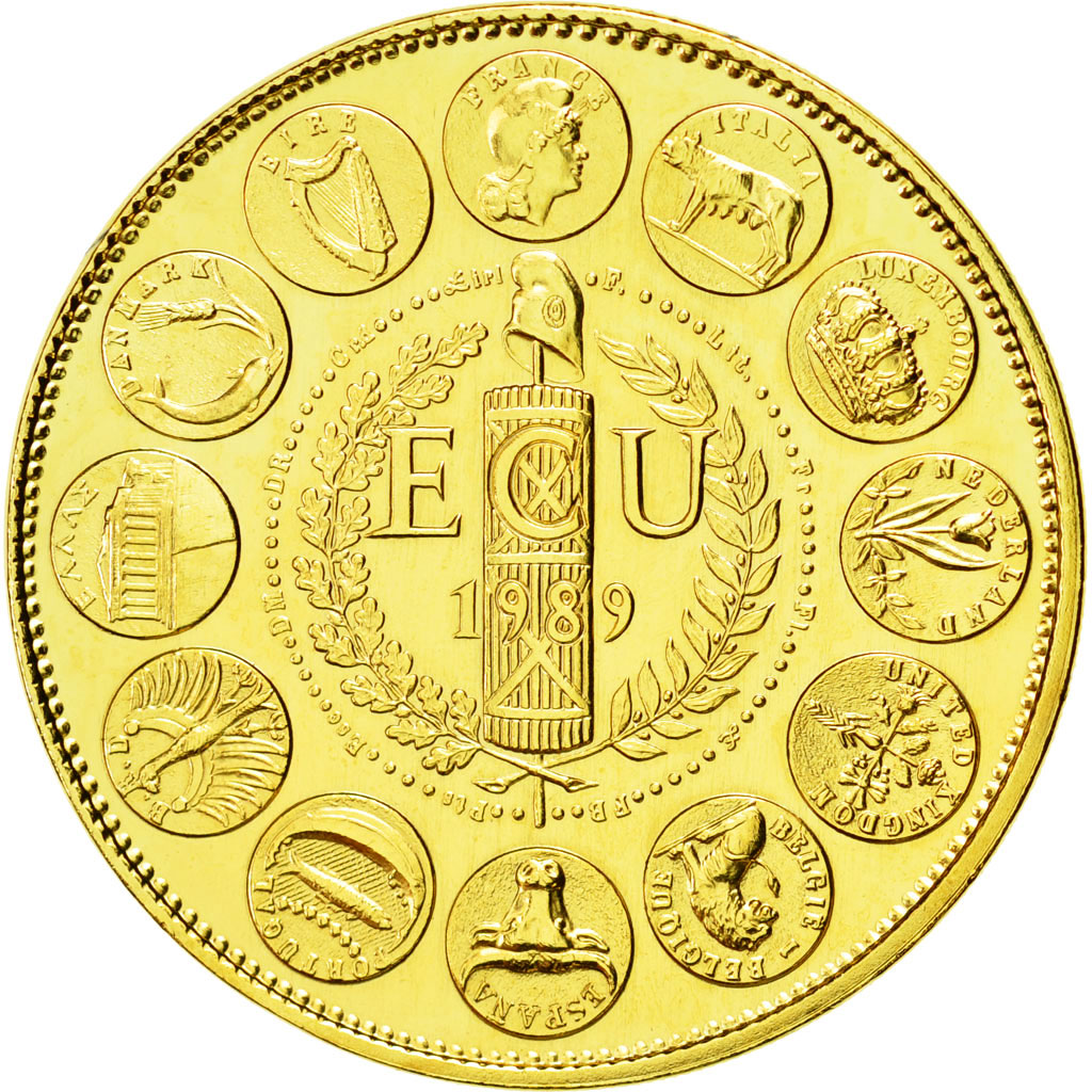 Frankreich, Medaille, Ecu Europa, Marianne, 1989, Rodier, STGL, Gilt Bronze