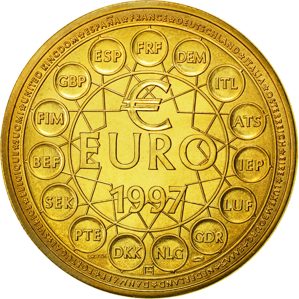 France, Medal, Ecu Europa, 1997, Jimenez, MS(65-70), Gilt Bronze