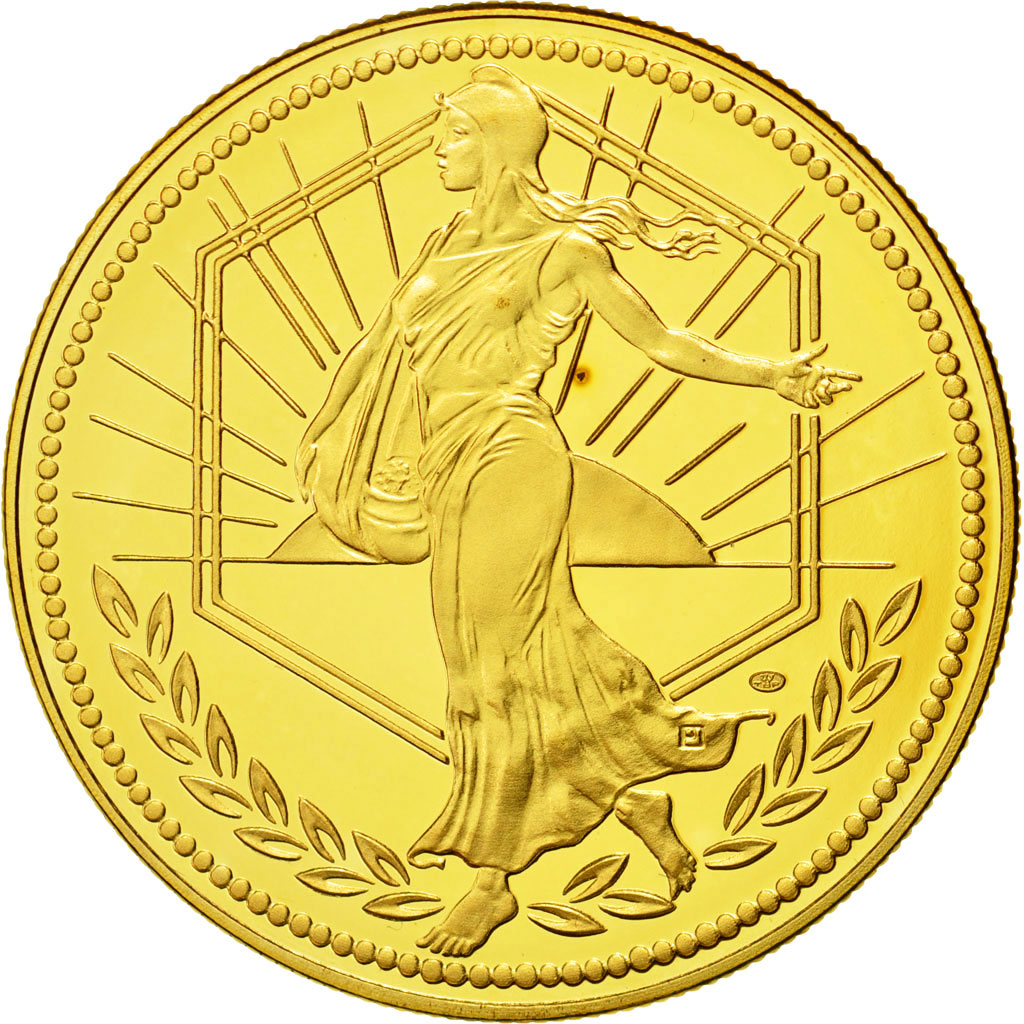 France, Medal, L'Europe, La Semeuse, 2000, MS(65-70), Gilt Bronze