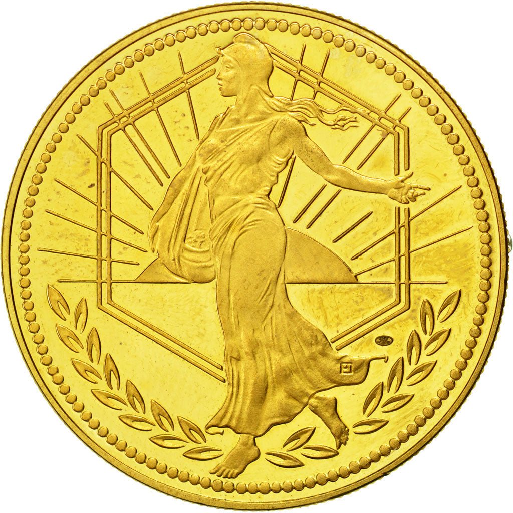 France, Medal, L'Europe, La Semeuse, 2001, MS(64), Gilt Bronze