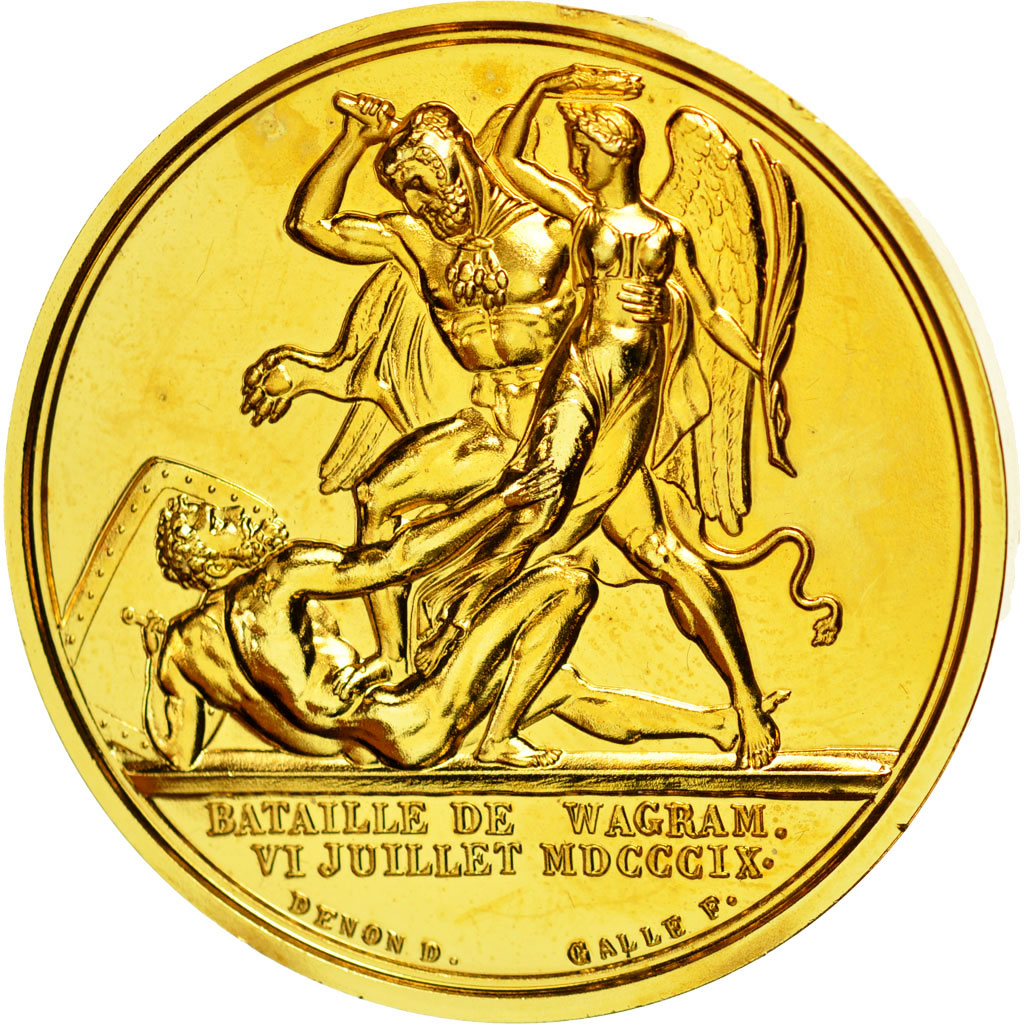 France, Médaille, Napoléon, Bataille de Wagram, Denon, Refrappe, SPL+, Gilt