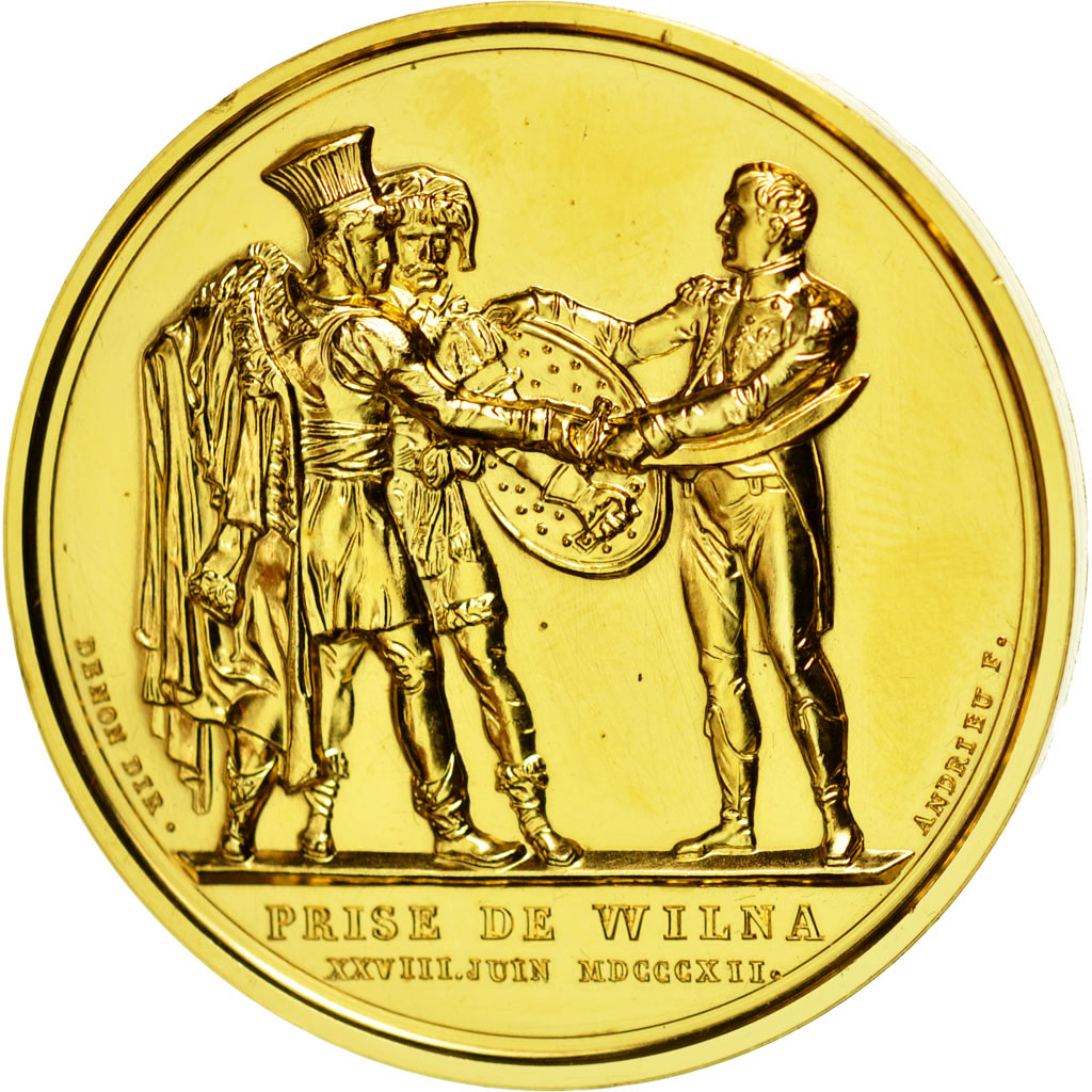 France, Medal, Napoleon Ier , Prise de Wilna, Denon / Andrieu, Restrike, MS(64)