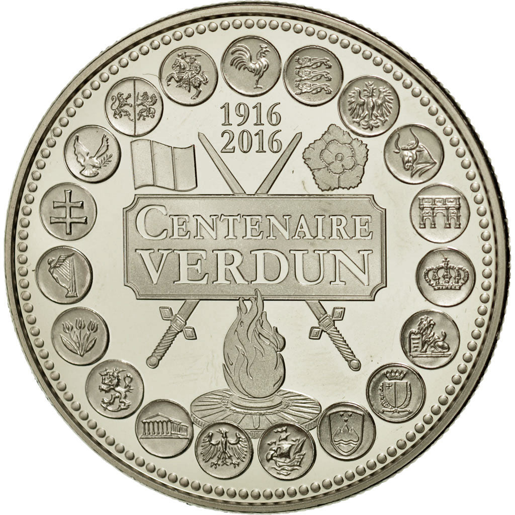 Francia, medaglia, L'Europe des XXVII, Centenaire de Verdun, FDC, Rame-nichel