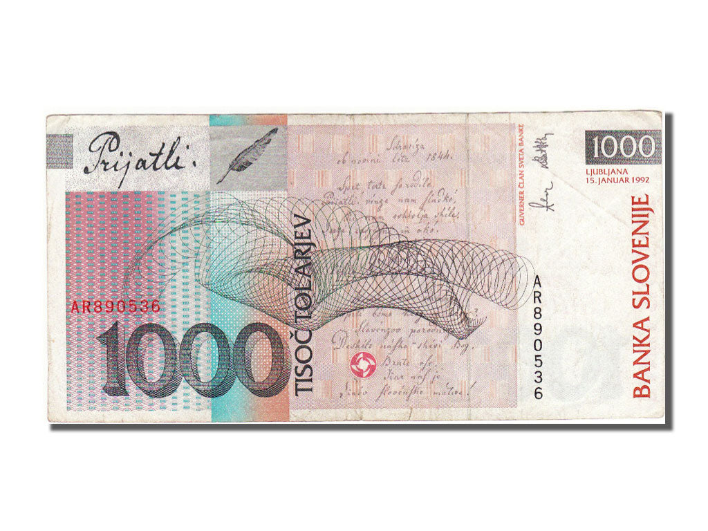 Slovenia, 1000 Tolarjev, 1992, AU(55-58), AR 890536