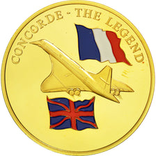 France, Medal, Concorde, La Légende, MS(65-70), Copper-Nickel Gilt