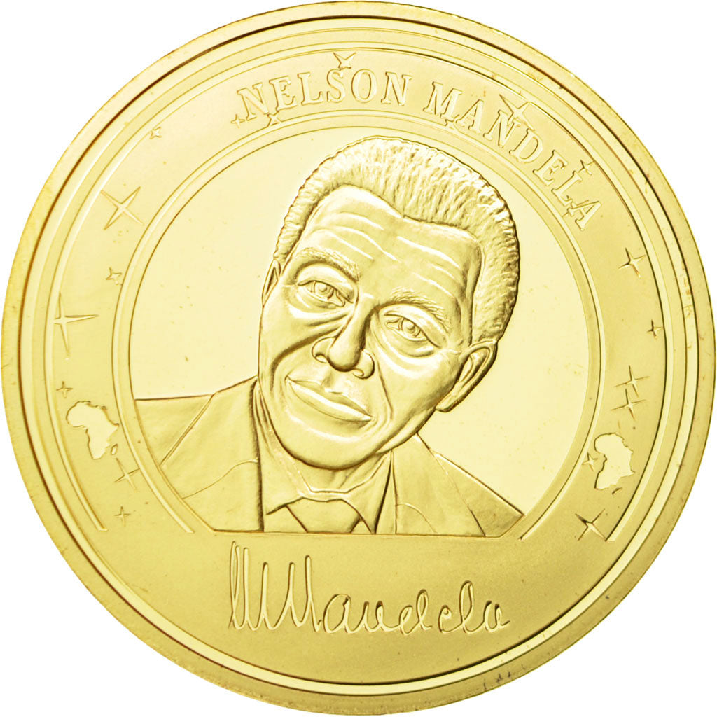 France, Médaille, Nelson Mandela, FDC, Copper-Nickel Gilt