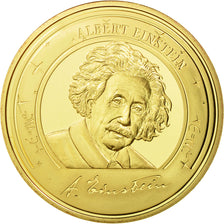 France, Medal, Albert Einstein, MS(65-70), Copper-Nickel Gilt