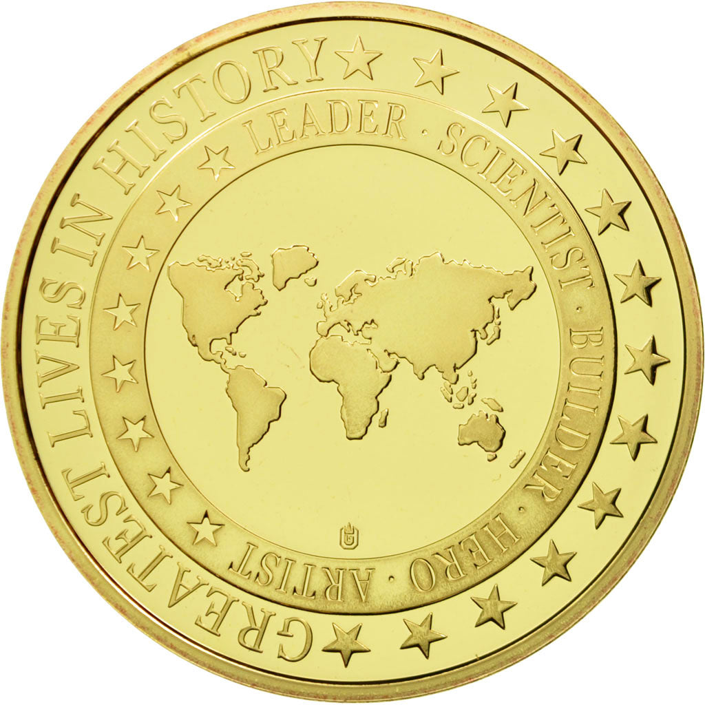 France, Medal, Albert Einstein, MS(65-70), Copper-Nickel Gilt