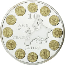 France, Medal, 10 ans de l'Euro, 2008, MS(65-70), Copper Gilt