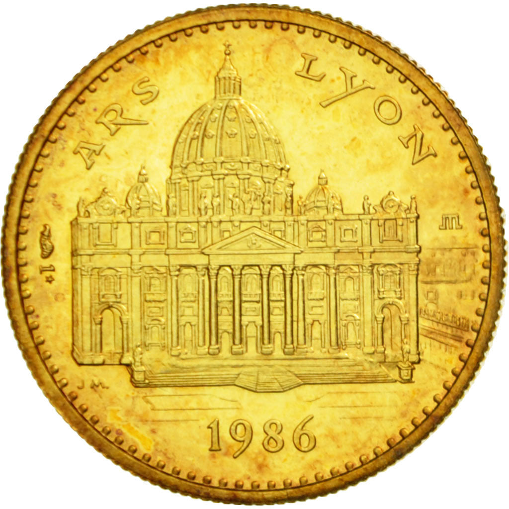 Vatican, Médaille, Les Voyages de Jean-Paul II, Lyon-Ars, 1986, FDC, Vermeil