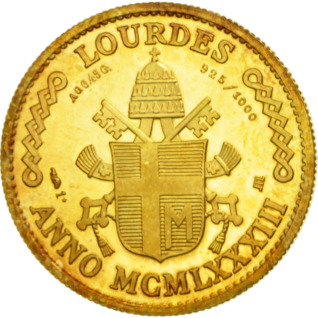 Vatican, Medal, Les Voyages de Jean-Paul II, Lourdes, 1983, MS(65-70), Vermeil