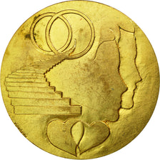 France, Medal, Mariage, Noces d'Or, Ville du Havre, 1988, AU(55-58), Gilt Bronze
