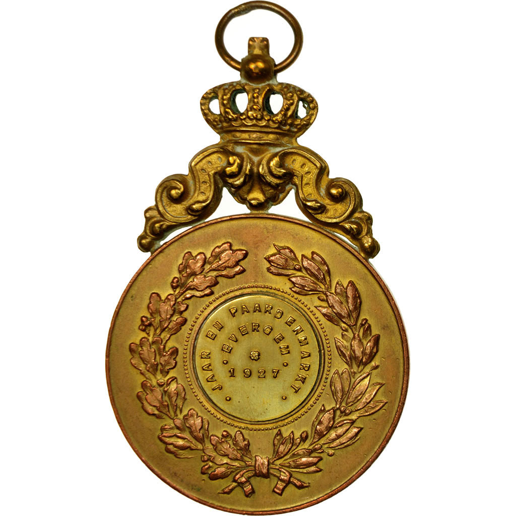 Bélgica, medalla, Elisabeth et Albert, Evergem, 1927, MBC+, Cobre