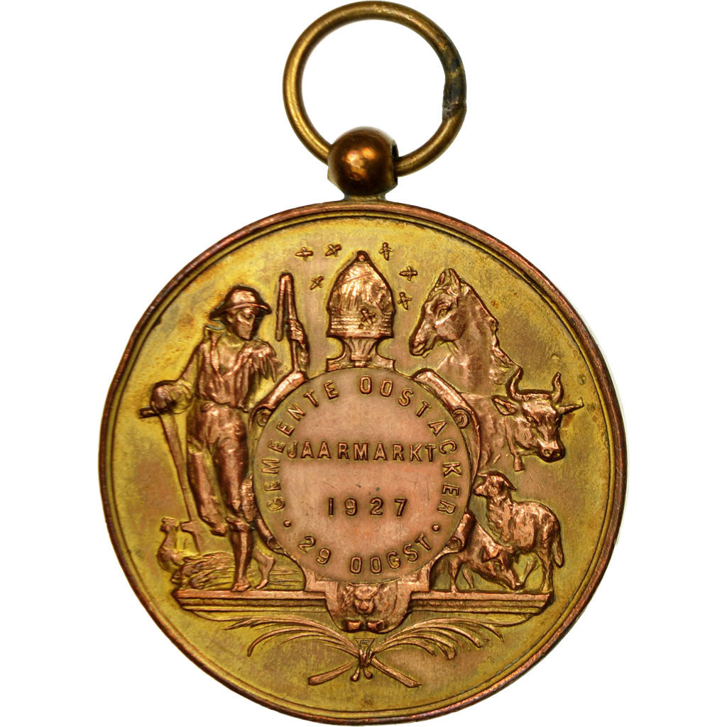 Belgium, Medal, Gemeente Oostacker, Jaarmarkt, 1927, AU(50-53), Copper