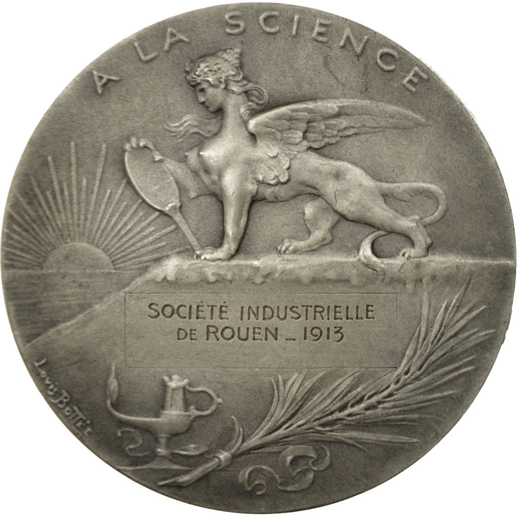 France, Médaille, A la SCience, Société Industrielle de Rouen, 1913, Bottée