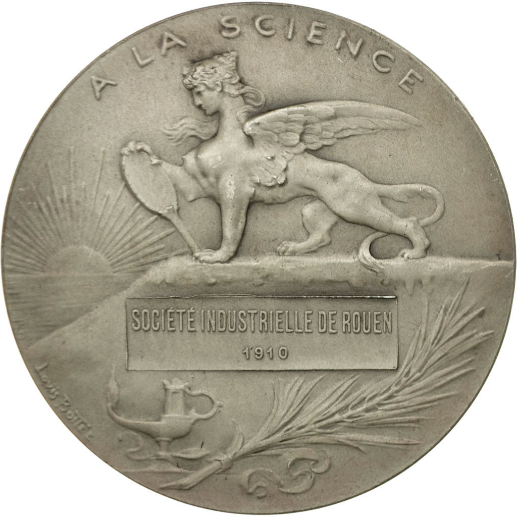 France, Medal, A la SCience, Société Industrielle de Rouen, 1910, Bottée