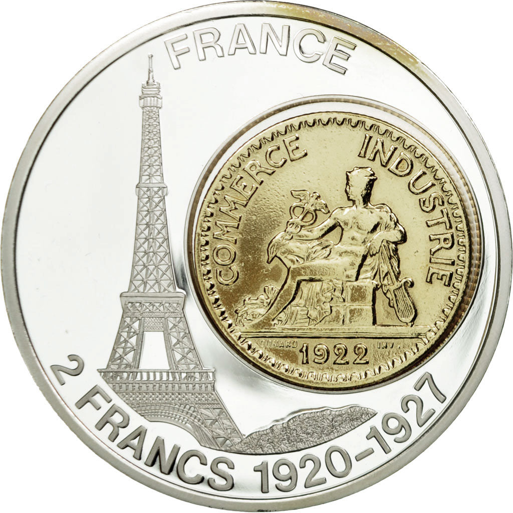 Francia, medalla, Reproduction 2 Francs Chambre de Commerce, Paris, 2007, SC+