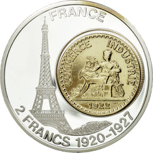Francia, medalla, Reproduction 2 Francs Chambre de Commerce, Paris, 2007, SC+
