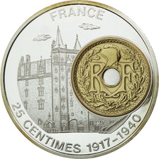 France, Medal, Reproduction 25 Centimes Lindauer, Paris, 2007, MS(65-70), Copper