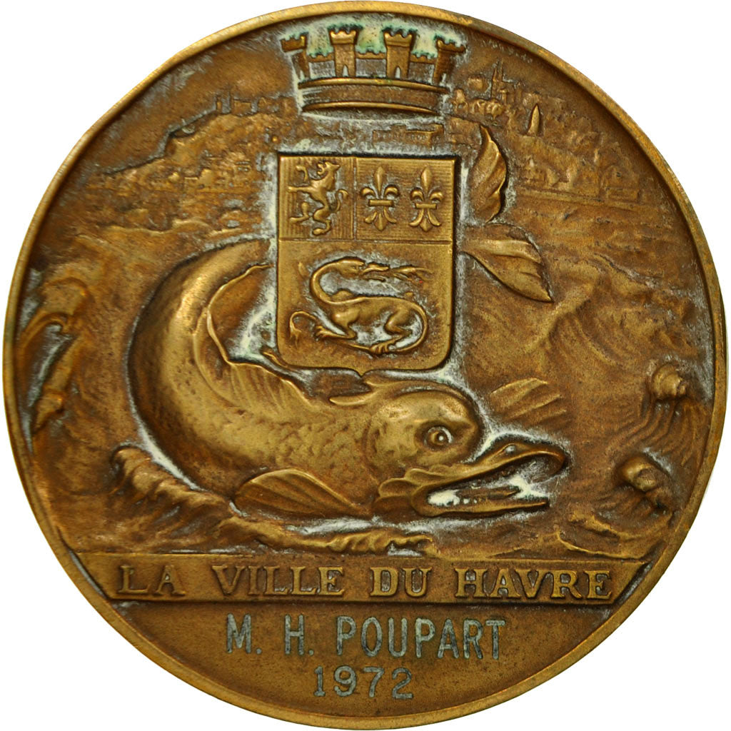 Frankreich, Medaille, Le Havre, Porte Océane, 1972, Saladin, SS+, Bronze