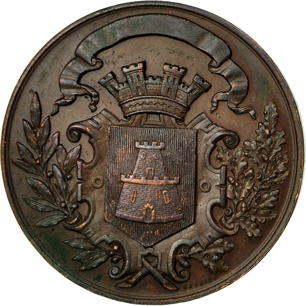 France, Médaille, Musique, 1er Prix de Trombonne, Caen, 1875, Desaide, TTB+